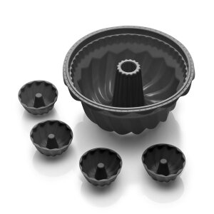 Coolinato Silicone Bundt Cake Set 5pcs. GRAY, incl. Recipes