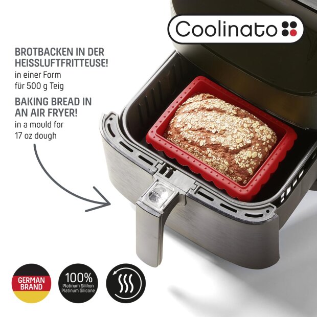 Coolinato Silicone Mini Bread and Cake Baking Mold 500g 2-Piece Set RED, incl. 4 Recipes